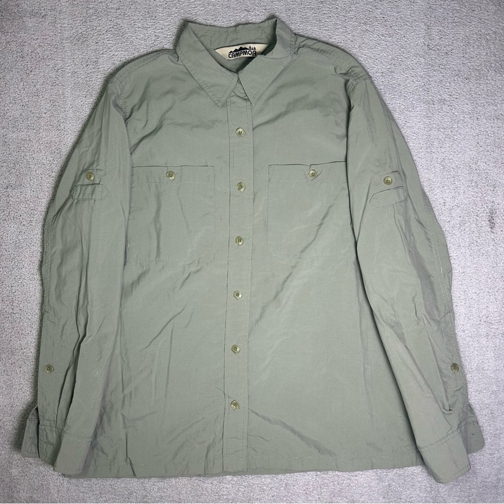 Campmor Shirt Men’s Large Nylon Stretch Button Up Breathable Long Sleeve